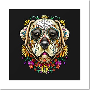 Labrador Retriever Sugar Skull Dog Posters and Art